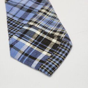 Rooster Men’s Plaid Cotton Tie Blue Black Made in USA 3.25in x 61in